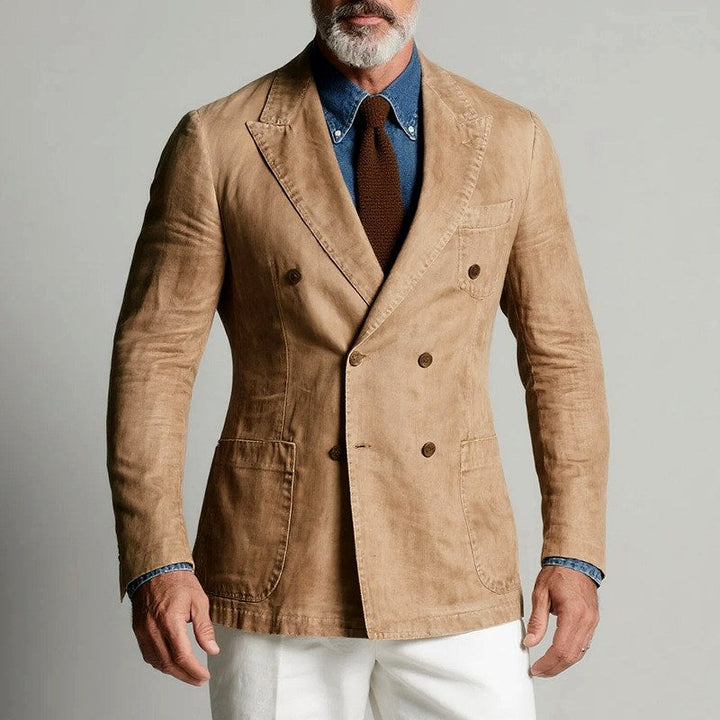 Men's Double-Breasted Notch-Lapel Blazer