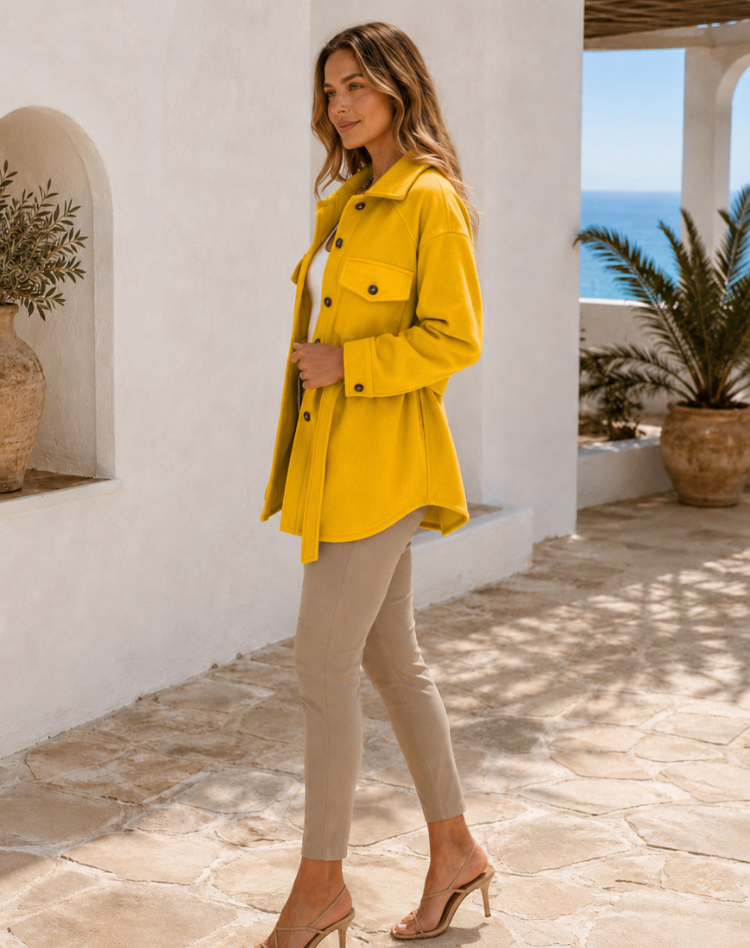 Women's Lightweight Wool Jacket – Buttoned Design for Casual Wear