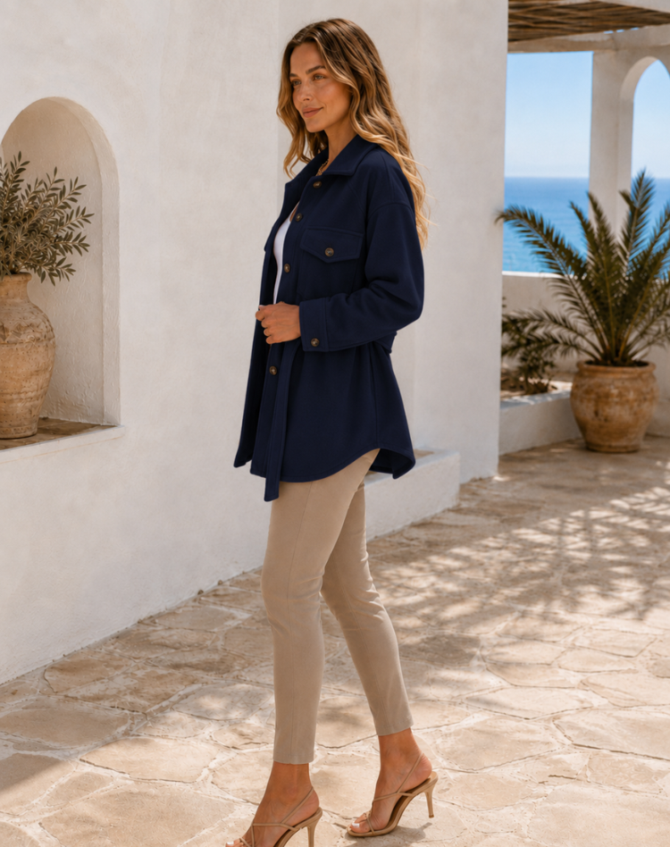 Women's Lightweight Wool Jacket – Buttoned Design for Casual Wear