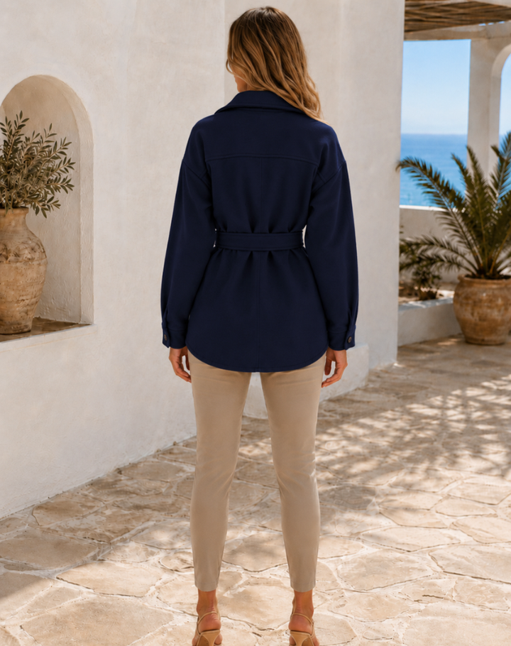 Women's Lightweight Wool Jacket – Buttoned Design for Casual Wear