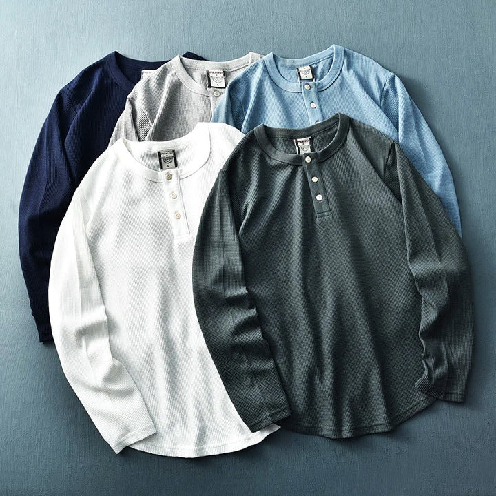 Men's Long Sleeve Casual Henley Shirt