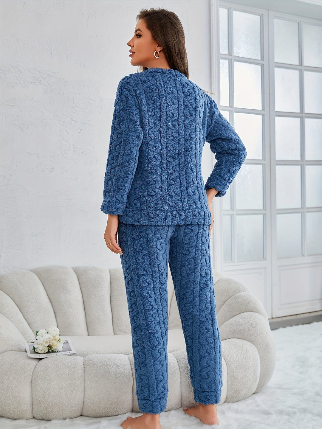 Women's Cozy Long Sleeve Knit Sleepwear Set