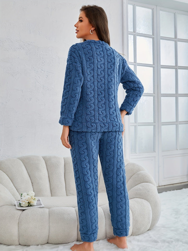 Women's Cozy Long Sleeve Knit Sleepwear Set