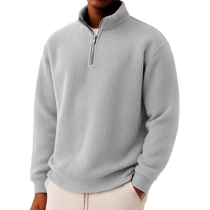 Men's Waffle Knit Quarter-Zip Sweater