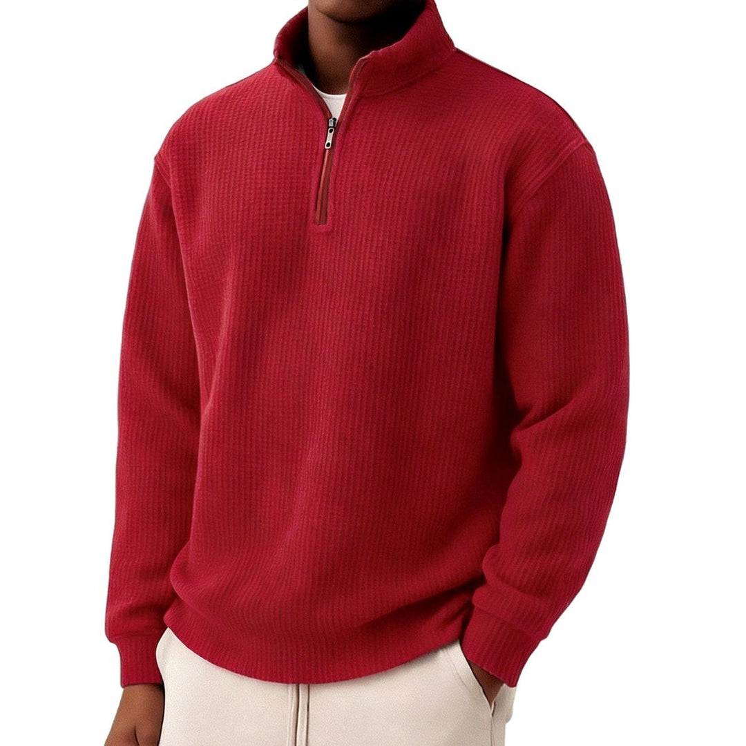 Men's Waffle Knit Quarter-Zip Sweater
