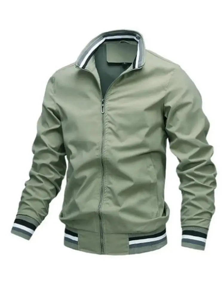 Men's Lightweight Waterproof White Bomber Windbreaker Jacket