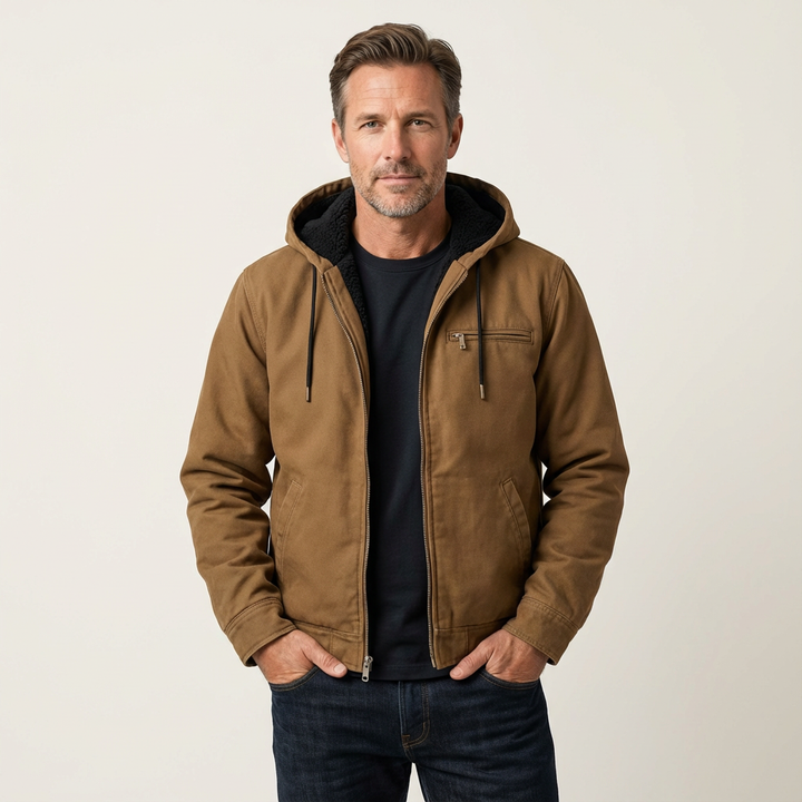 Men's Rugged Canvas Sherpa-Lined Outdoor Jacket