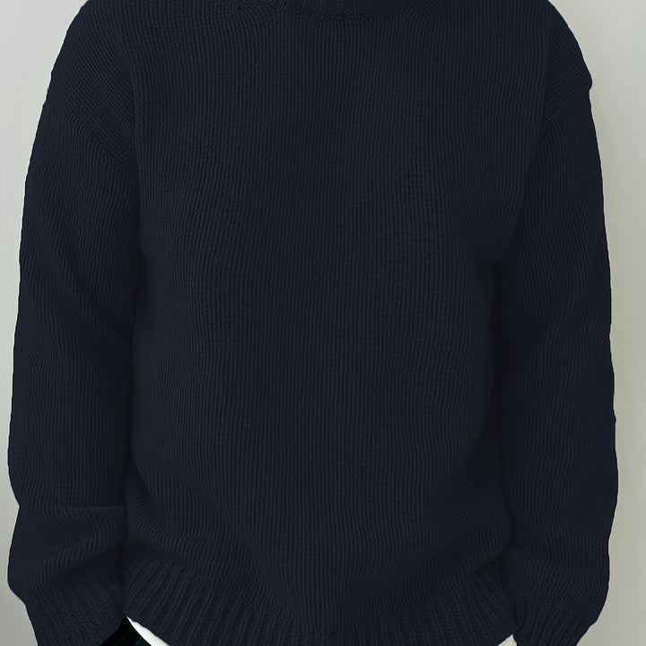 Men's Oversized Solid Color Round Neck Knit Pullover Sweater