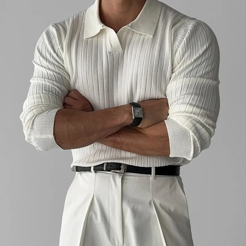 Men's Structured Long Sleeve Polo Shirt