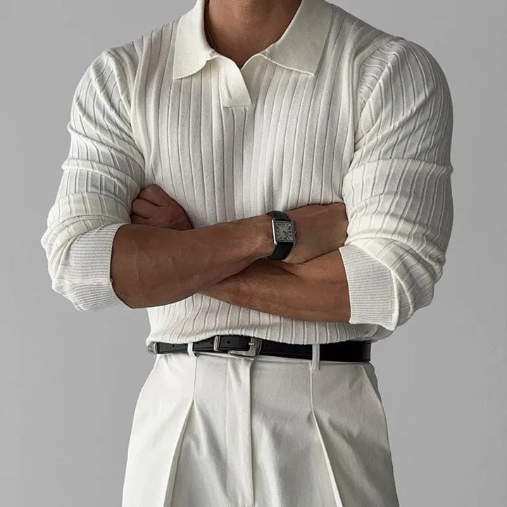 Men's Structured Long Sleeve Polo Shirt