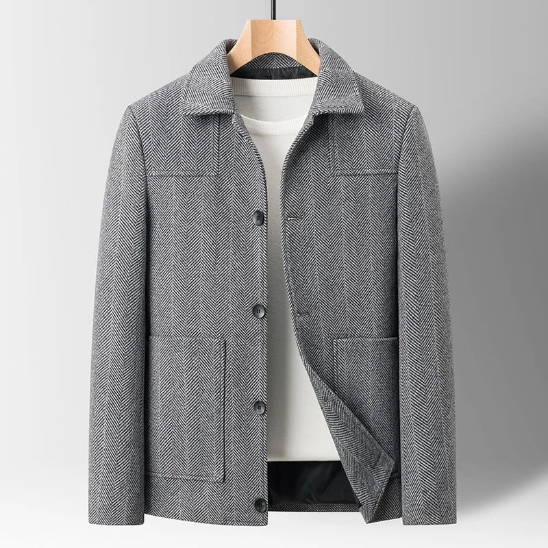 Men's Elegant Herringbone Pattern Jacket