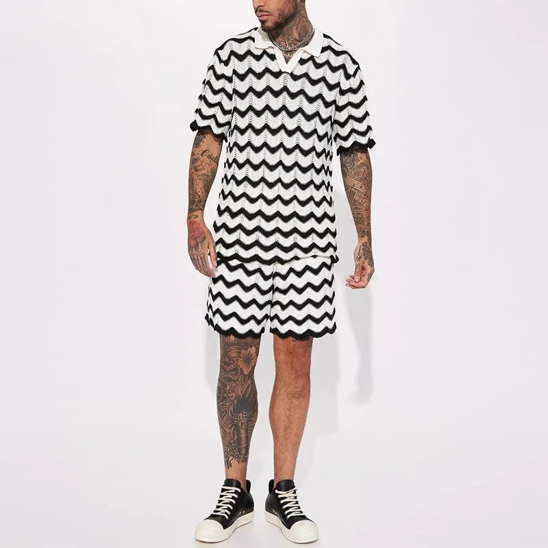 Men's Crochet Set with Zigzag Pattern for Stylish Comfort
