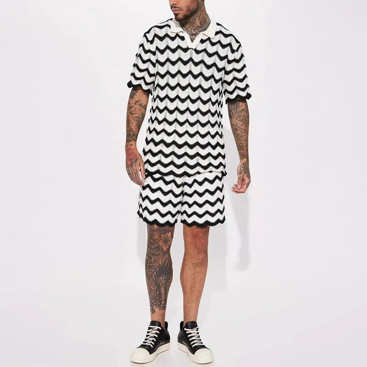 Men's Crochet Set with Zigzag Pattern for Stylish Comfort