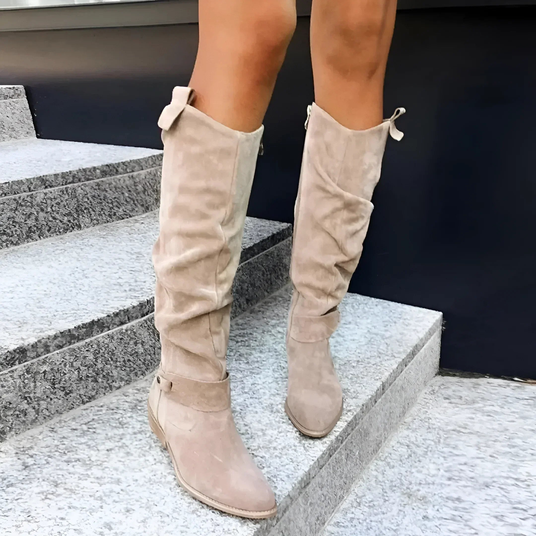 Women's Suede Knee-High Boots with Side Zipper