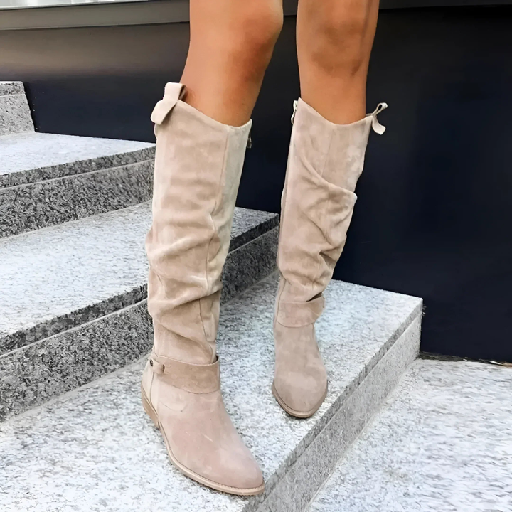 Women's Suede Knee-High Boots with Side Zipper