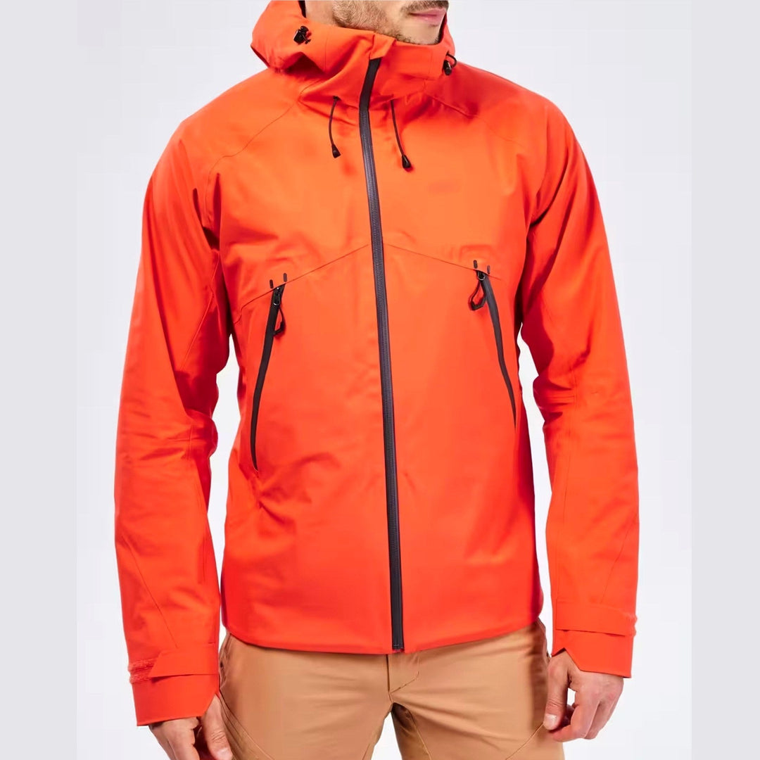 Men's Adjustable Hood Waterproof Rain Jacket