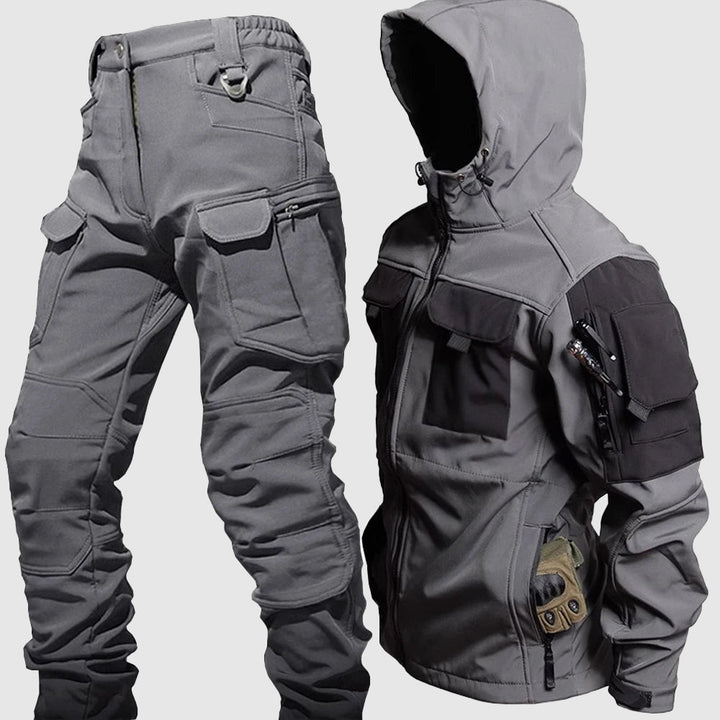 Men's Hooded Windbreaker Set with Cargo Pants