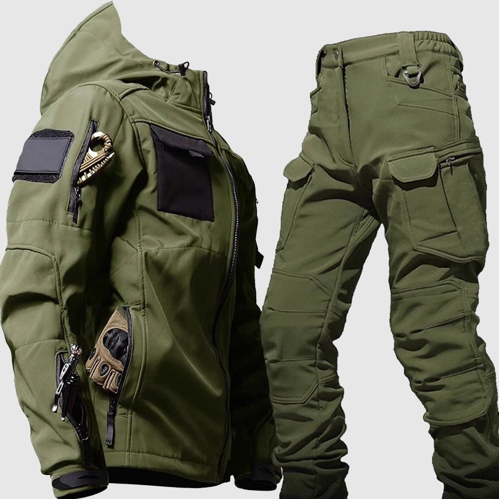 Men's Hooded Windbreaker Set with Cargo Pants