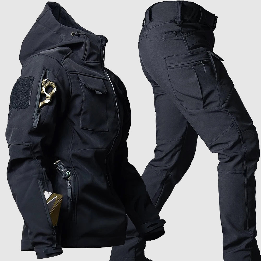 Men's Hooded Windbreaker Set with Cargo Pants