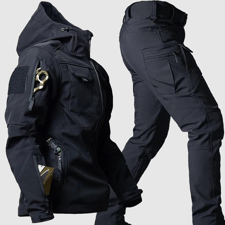 Men's Hooded Windbreaker Set with Cargo Pants