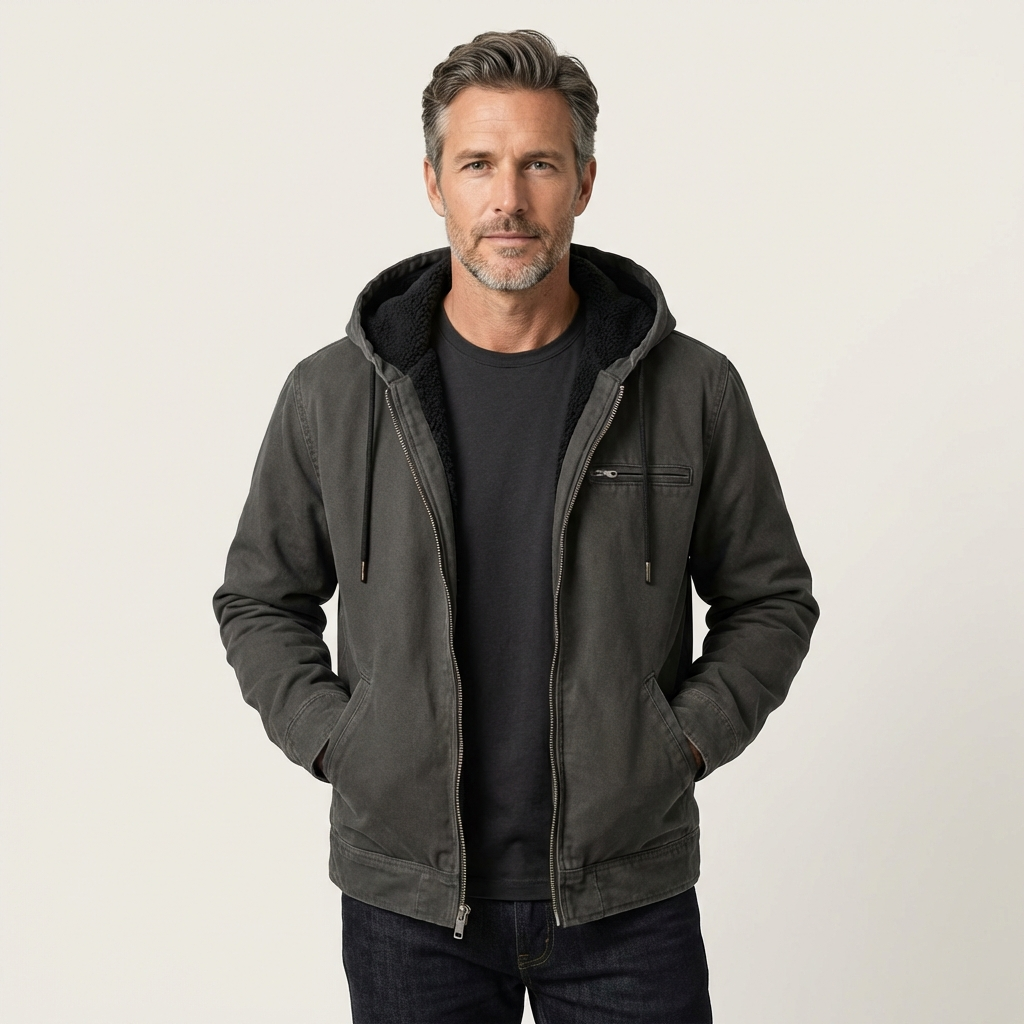 Men's Rugged Canvas Sherpa-Lined Outdoor Jacket
