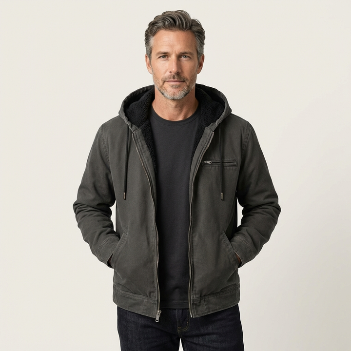 Men's Rugged Canvas Sherpa-Lined Outdoor Jacket