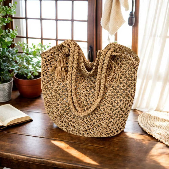 Women's Braided Boho Tote Bag for Summer Fashion
