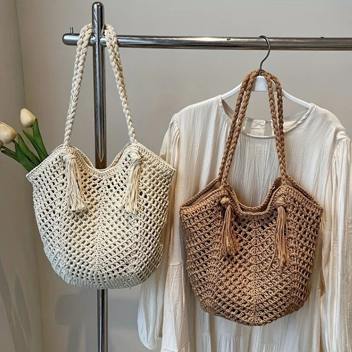 Women's Braided Boho Tote Bag for Summer Fashion