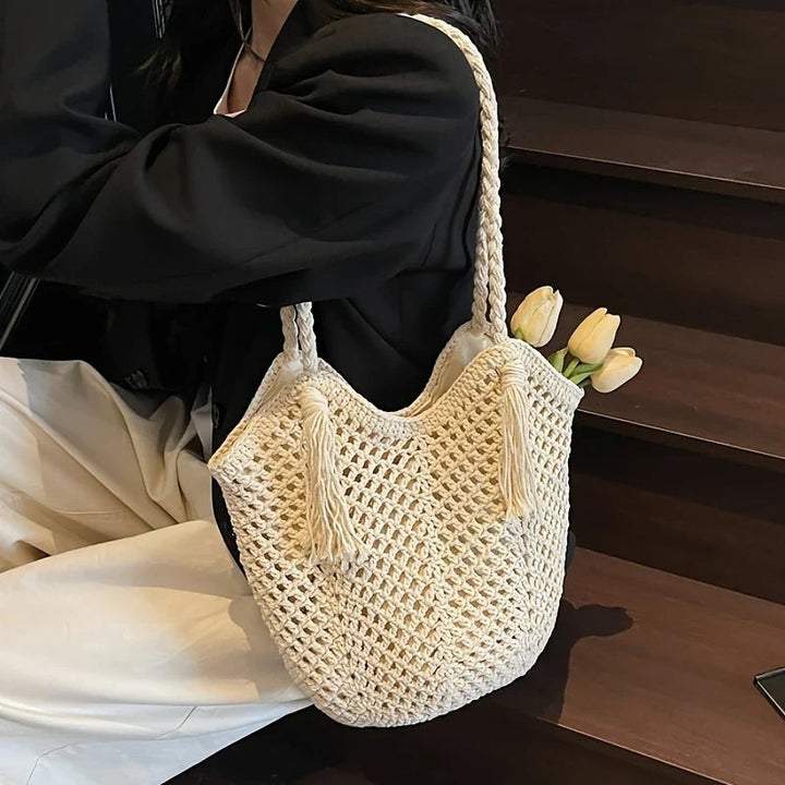 Women's Braided Boho Tote Bag for Summer Fashion