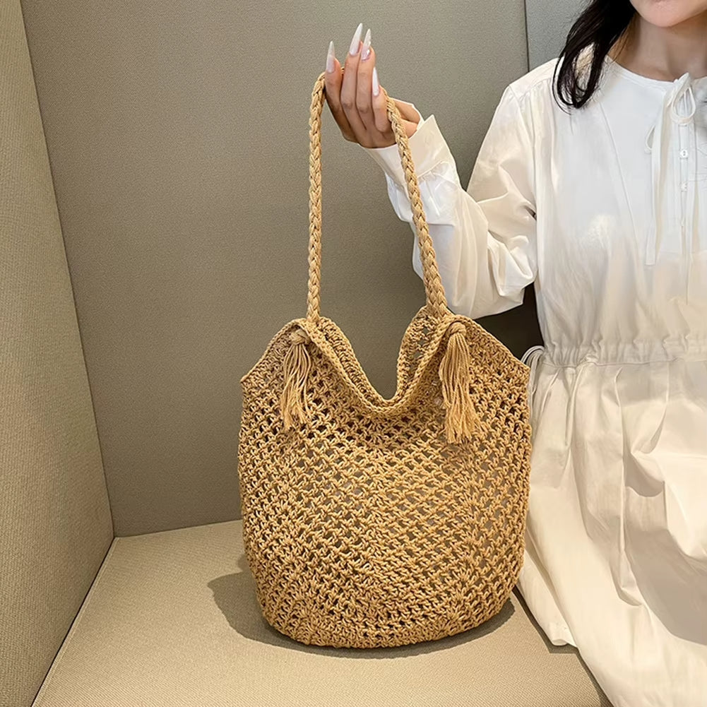 Women's Braided Boho Tote Bag for Summer Fashion