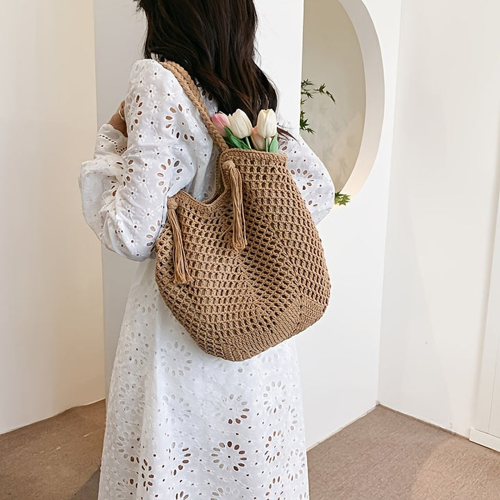 Women's Braided Boho Tote Bag for Summer Fashion