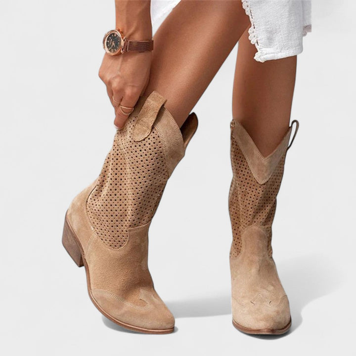 Women's Perforated Suede Knee-High Fashion Boots