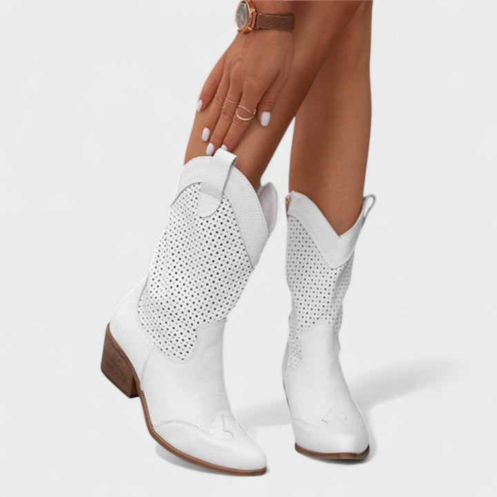 Women's Perforated Suede Knee-High Fashion Boots