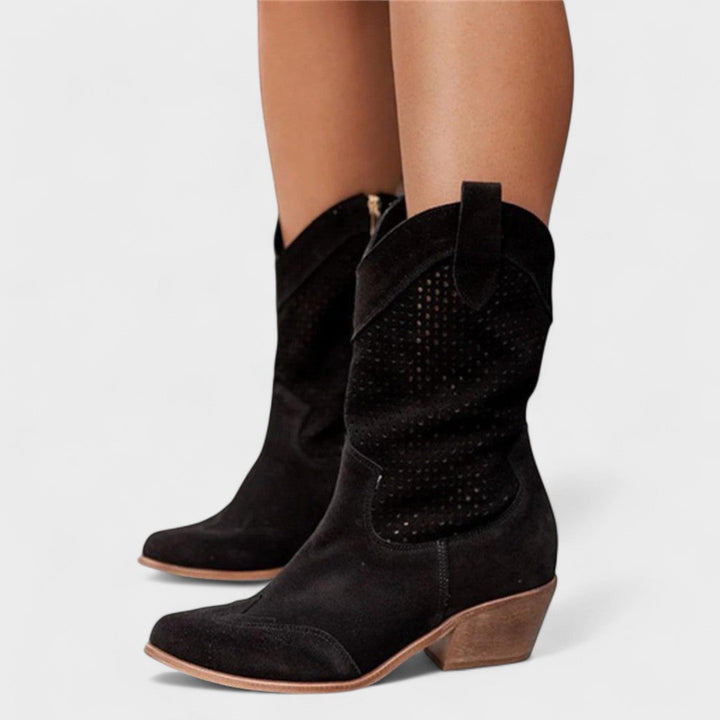 Women's Perforated Suede Knee-High Fashion Boots