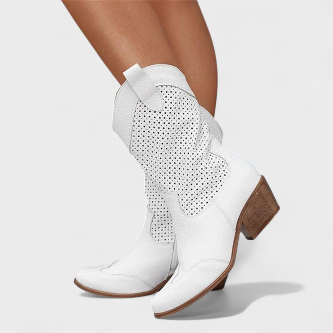 Women's Perforated Suede Knee-High Fashion Boots