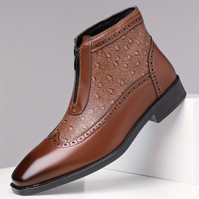 Men's Brogue Zip Ankle Boots