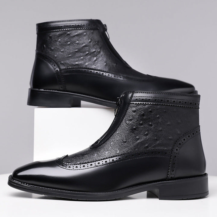 Men's Brogue Zip Ankle Boots