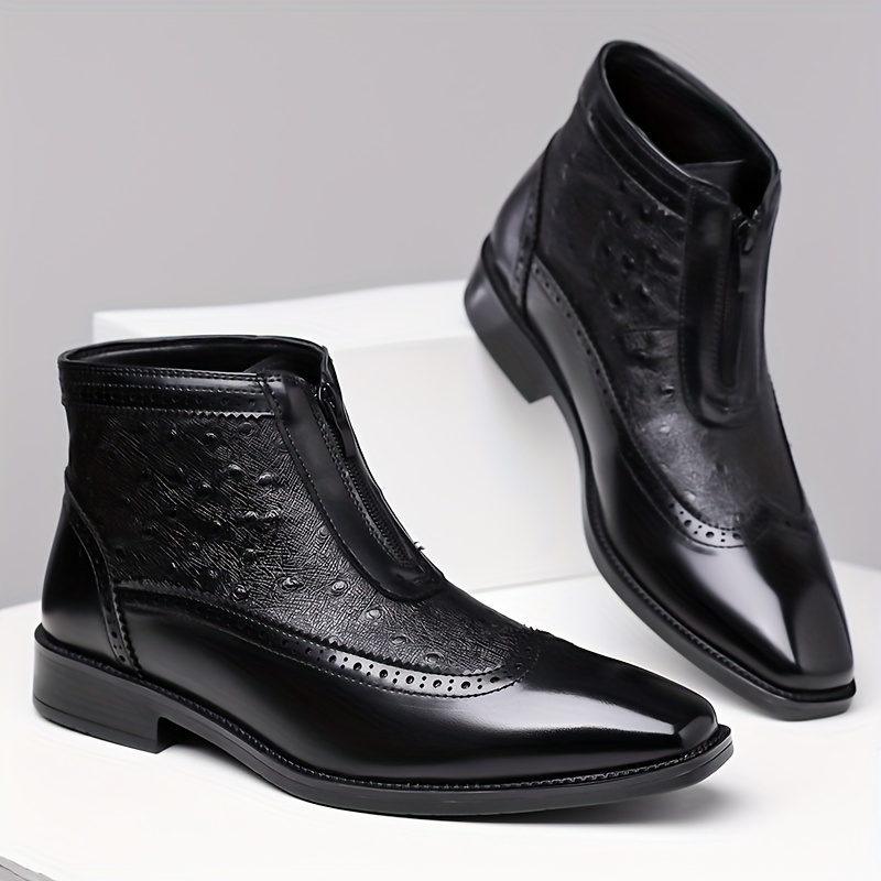 Men's Brogue Zip Ankle Boots