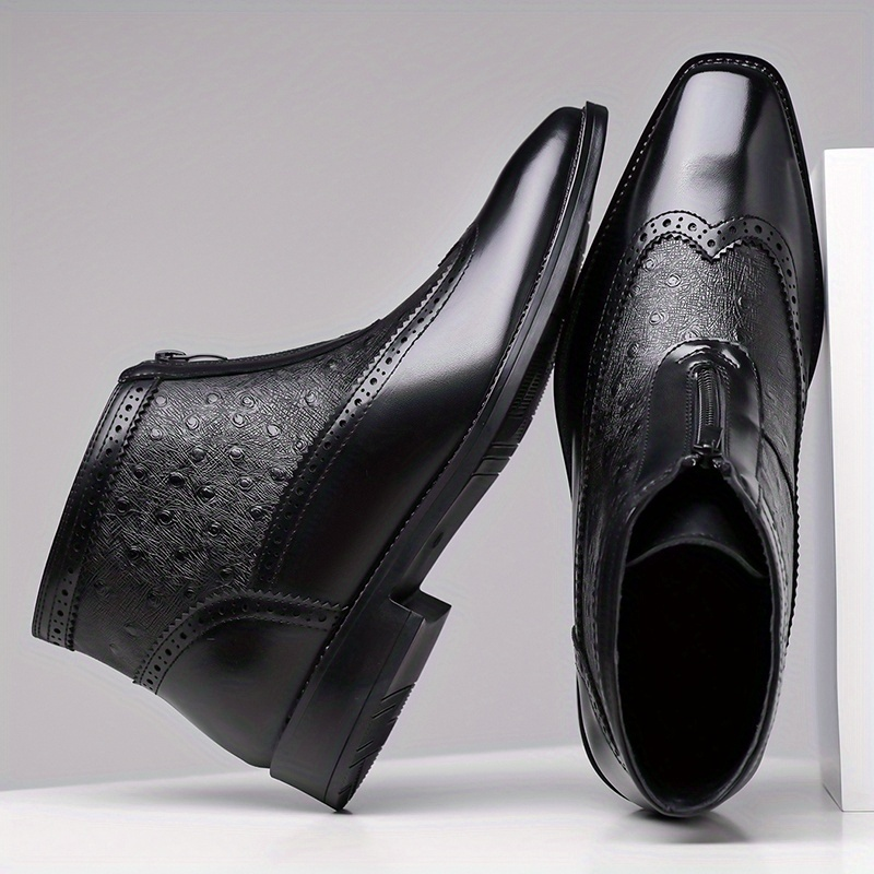 Men's Brogue Zip Ankle Boots