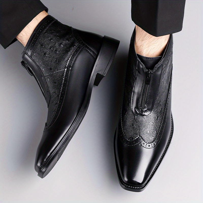 Men's Brogue Zip Ankle Boots