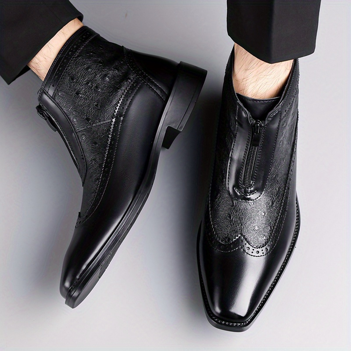 Men's Brogue Zip Ankle Boots