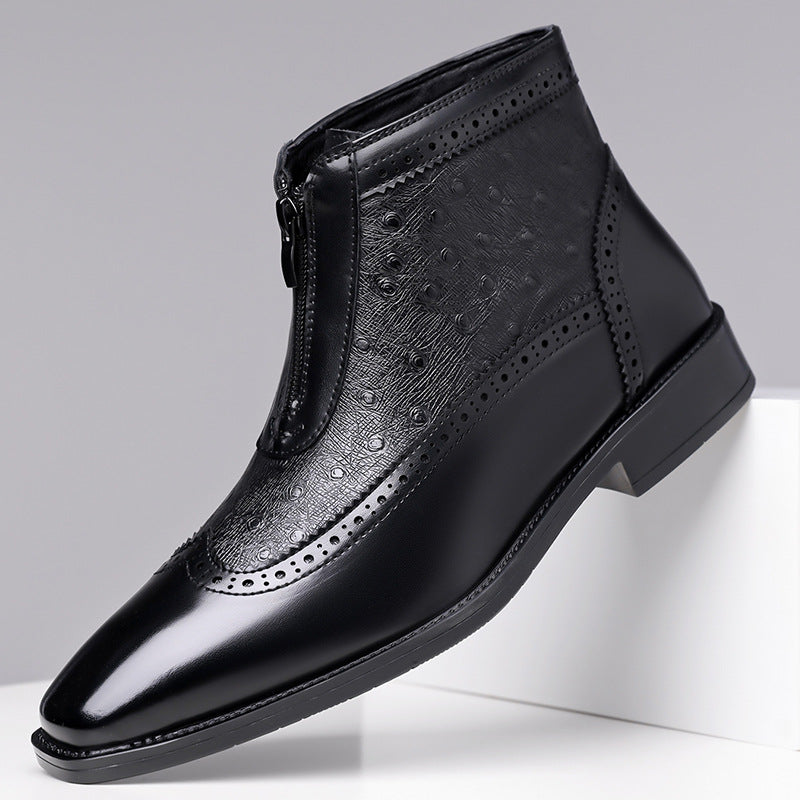 Men's Brogue Zip Ankle Boots