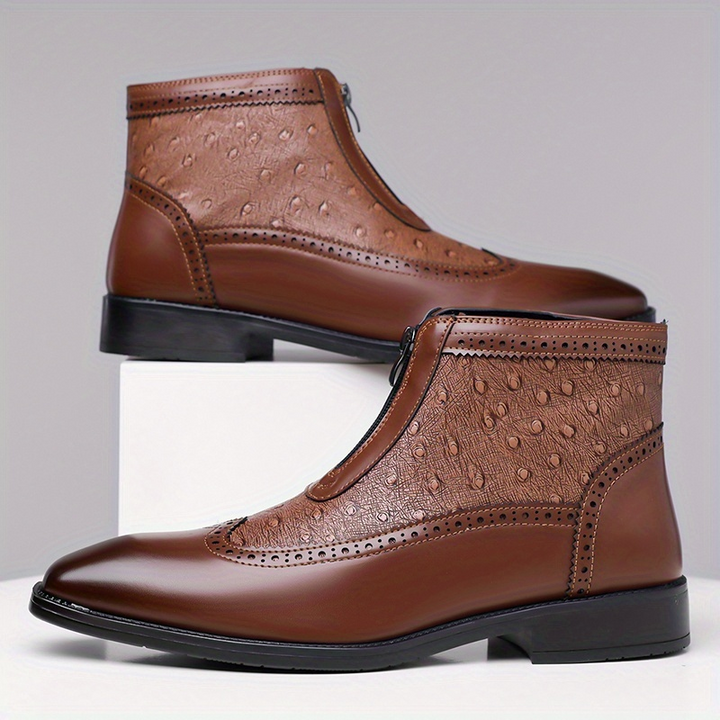 Men's Brogue Zip Ankle Boots
