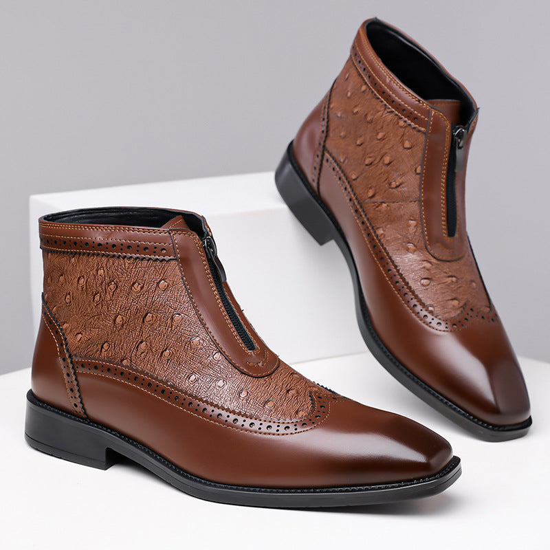 Men's Brogue Zip Ankle Boots