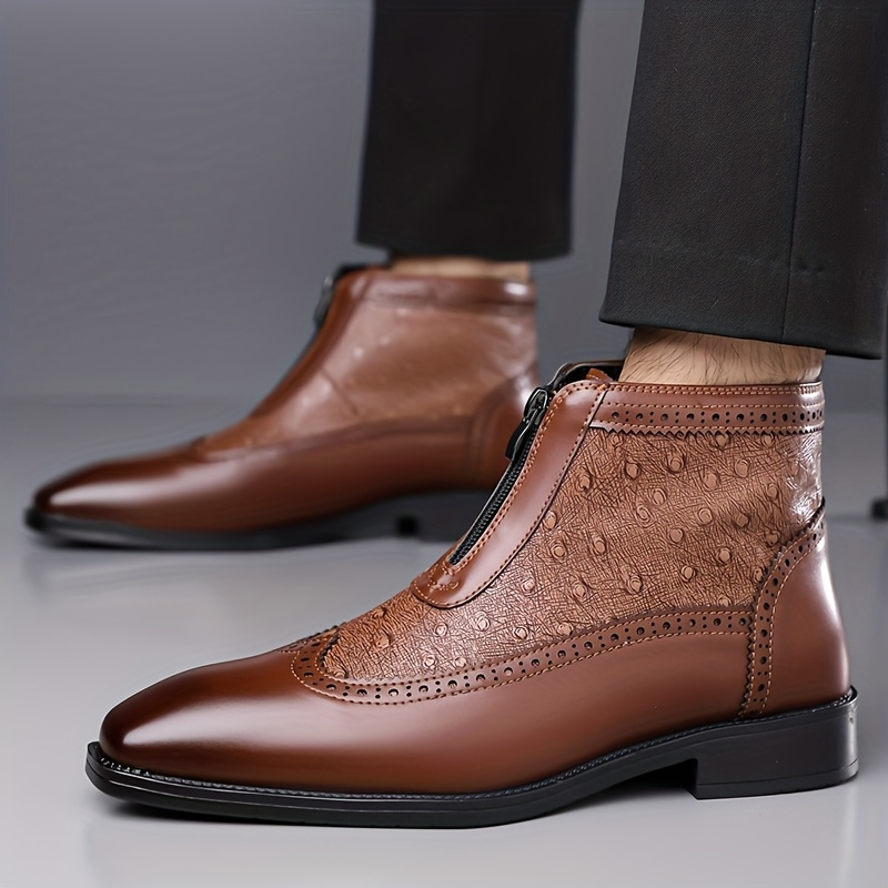 Men's Brogue Zip Ankle Boots