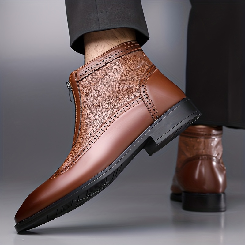 Men's Brogue Zip Ankle Boots