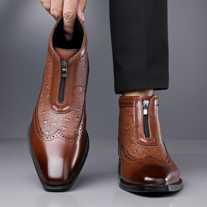 Men's Brogue Zip Ankle Boots