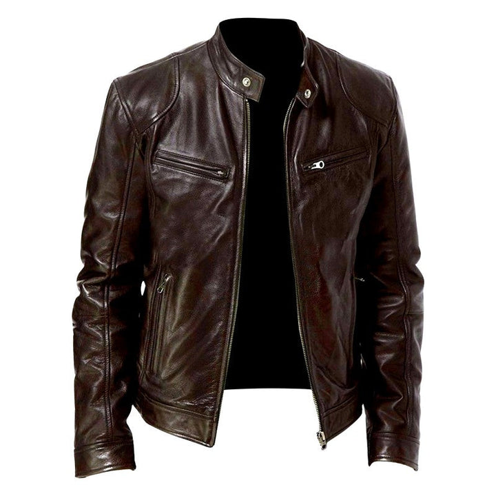 Men's Café Racer Leather Motorcycle Jacket