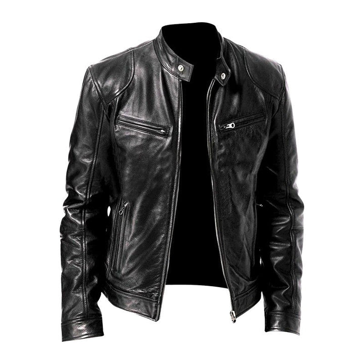Men's Café Racer Leather Motorcycle Jacket