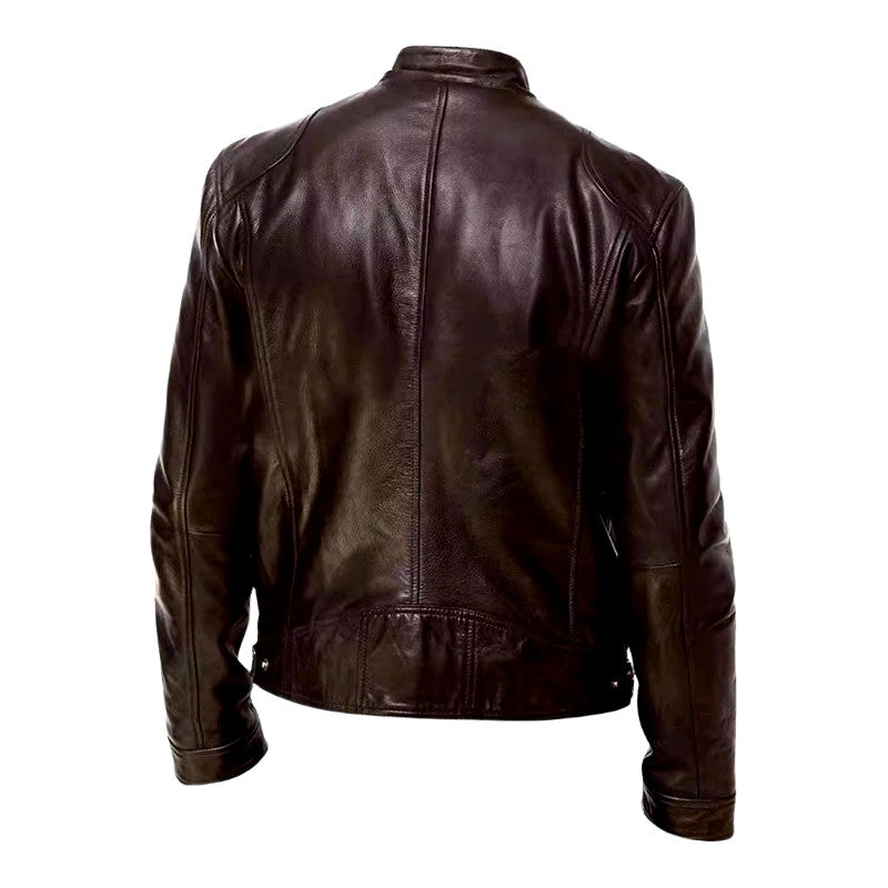 Men's Café Racer Leather Motorcycle Jacket